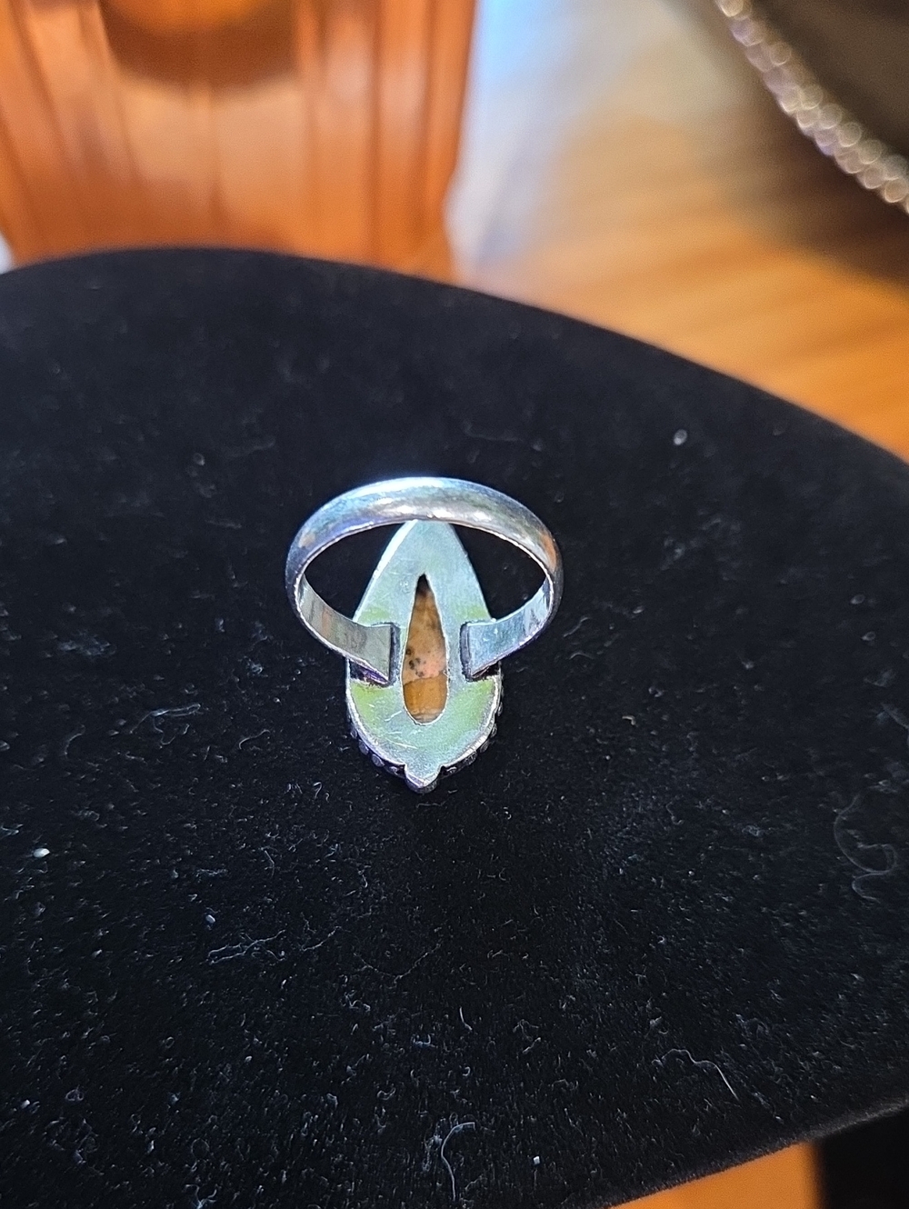 NWOT Teardrop Jasper Stone Sterling-Style Ring - Picture 2 of 4